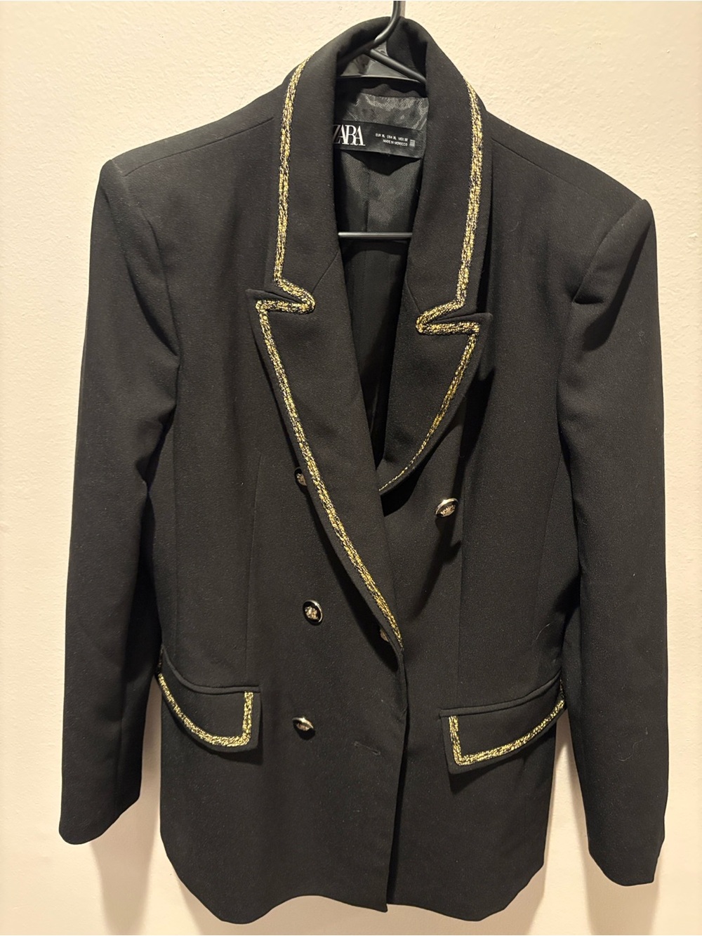 Zara Black Blazer with Gold Accents